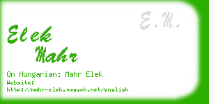 elek mahr business card